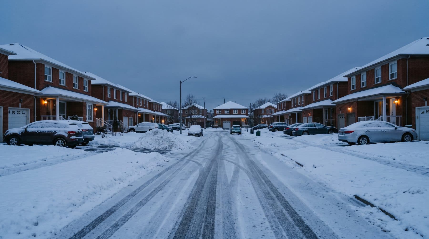 Cleared Toronto driveway and street after an overnight snowfall
