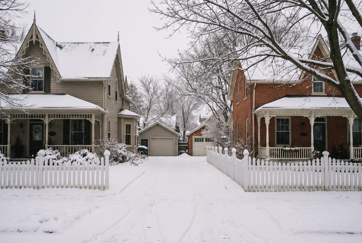 Residential street in Markham after snowfall