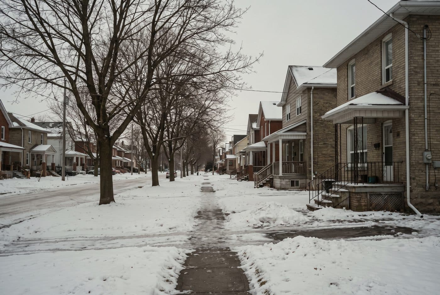 Oshawa streetscape in winter