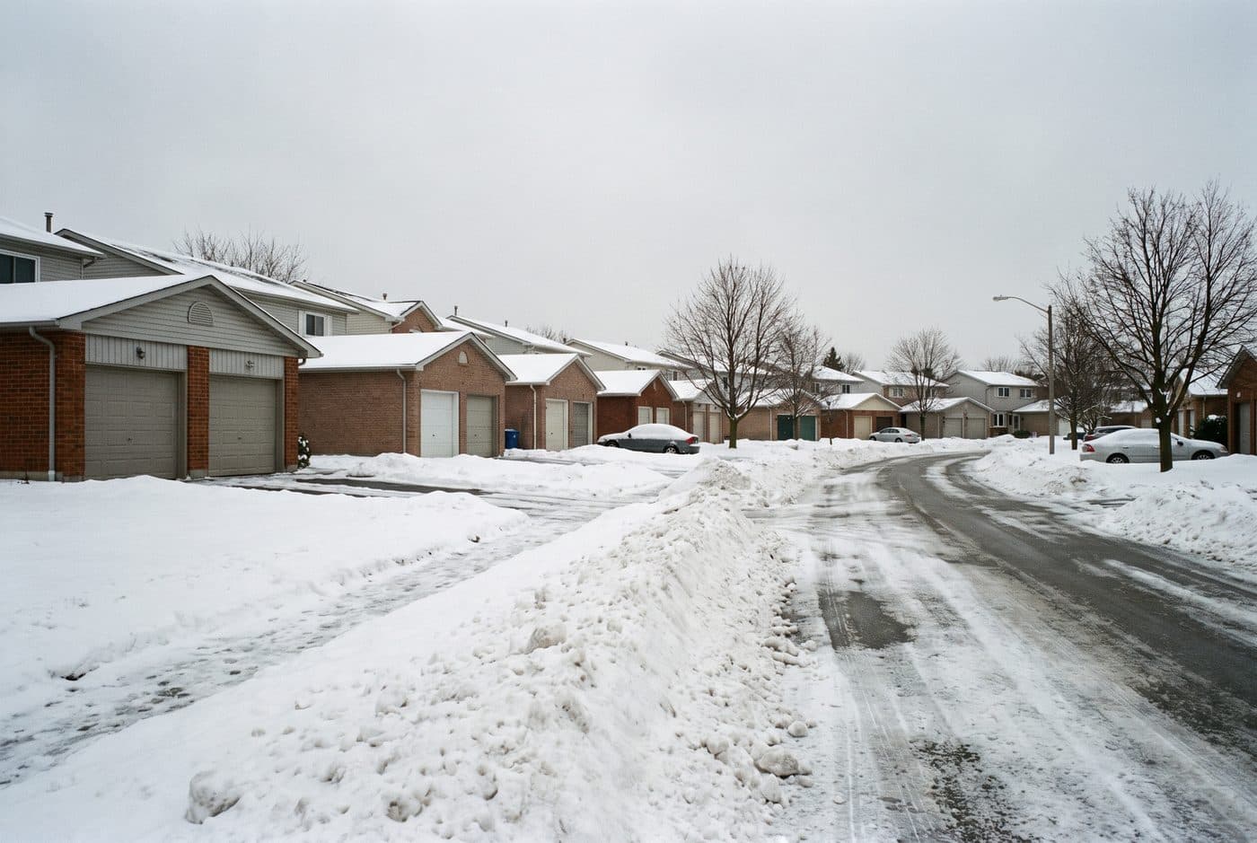 Residential street in Pickering after snowfall