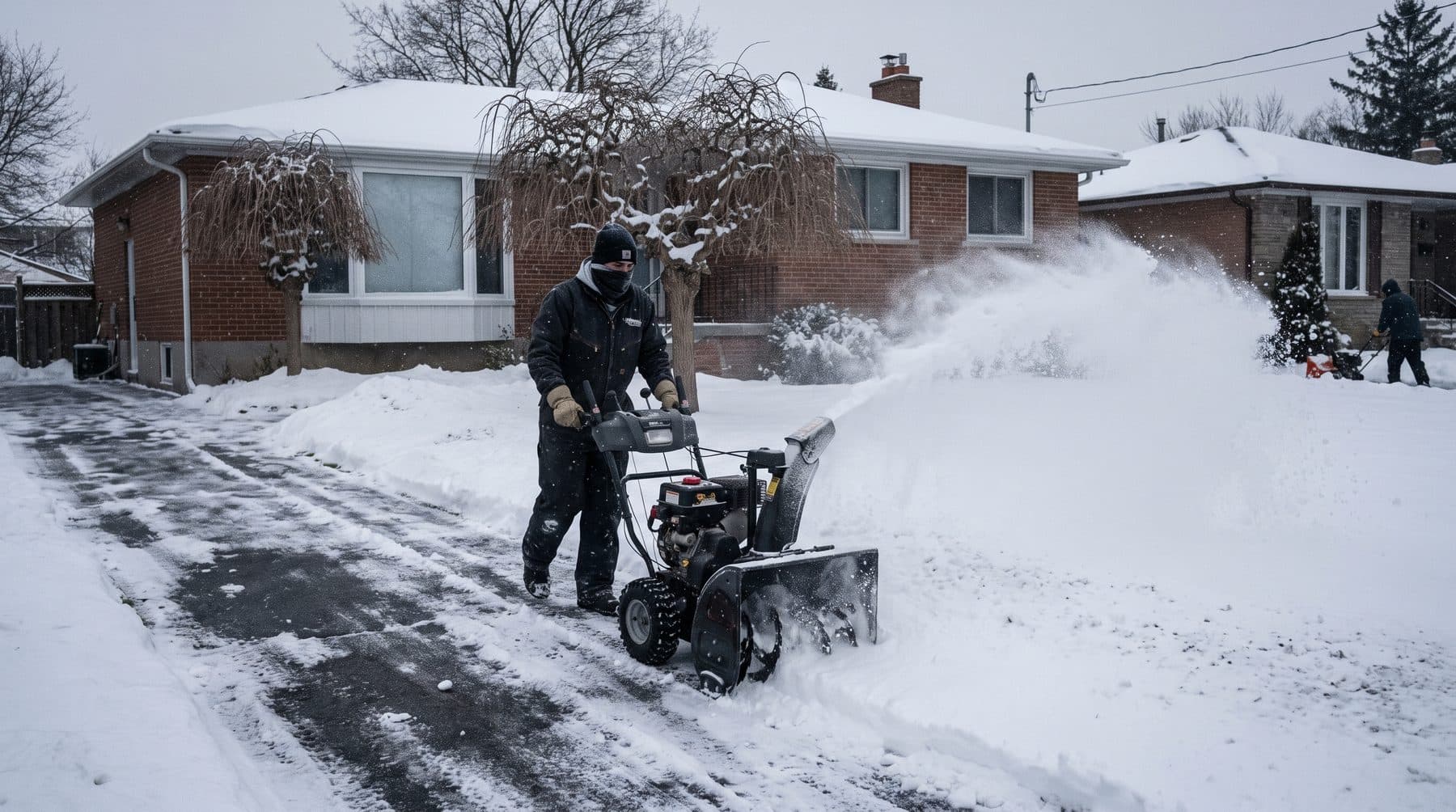 Cleared driveway and front walk on a Toronto street